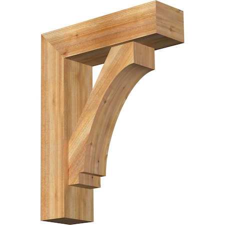 Imperial Block Rough Sawn Bracket W/ Offset Brace, Western Red Cedar, 8W X 28D X 36H